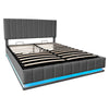 Ottoman Bed Frame Grey PU Upholstered Gas Lift Up Bed 4ft6 Double With Storage