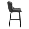 2 Pcs Faux Leather Bar Stools Diamond Seat Dining Room Chairs Metal Legs