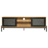 150cm Modern TV Unit Cabinet Storage TV Stand With 2 Rattan Doors Living Room
