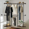 73" Industrial Pipe Clothing Rack with Shelves Hanging Rods Display Garment Rail