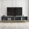 TV Unit 200cm Modular Cabinet | Fluted Doors | Grey Matt | Gold Metal Base