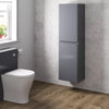 1200mm Grey Gloss Tall Bathroom Wall Hung Storage Cabinet Cupboard Soft Close
