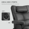 Massage Recliner Chair with Footstool PU Armchair with Adjustable Backrest Black