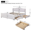 Double Side Bed Faux Leather Upholstered Tufted Button Bed Frame with Drawers