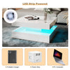 Coffee Table LED Lights Square Cocktail Table Marble Pattern Living Room White