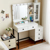 Dressing Table Set with 3 Colours LED Lights Mirror Vanity Makeup Desk 5 Drawer