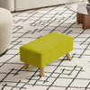 Linen Padded Footrest Rectangle Low Stool Solid Wood Legs Pouffe Seat Ottoman UK