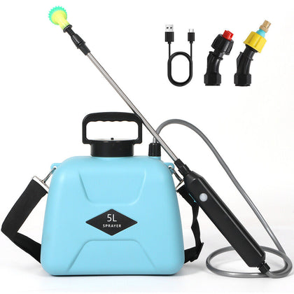 5L Electric Garden Sprayer Battery Powered Water Sprayer w/3 Nozzles Weed