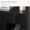 Black Office Filing Cabinet Mobile Printer Stand File Storage Drawer Wheels