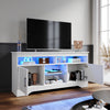 High Gloss 2 Door TV Unit Cabinet 135cm White TV Stand Sideboard Entertainment