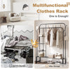 Heavy Duty Double Clothes Rail Garment Hanging Display Rack with Storage Shelf