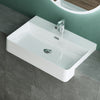 White Semi Recessed Bathroom Basin Ceramic Countertop Sink Rectangle Washbasin