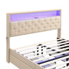 5FT King Upholstered Platform Bed Frame with LED Headboard & Storage Drawers
