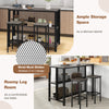 Costway 93cm Counter Height Table 3-Tier Wine Tall Bar Unit Table with Storage