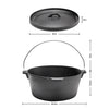 Cast Iron Casserole Dish Pot Pan Cooked Camping Stew Dutch Oven Stockpot Skillet