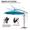 3M Garden Cantilever Parasol w/ LED Lights Outdoor Banana Hanging Tilt Crank