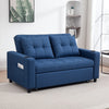 2 Seater Pull Out Sofa Bed with Pockets for Living Room Dark Blue