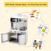 Kids Cooking Pretend Play Toy Kitchen Set with Hooks & Stove-Silver