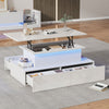 Lift Top LED Coffee Table with Storage Drawer Wooden Living Room Furniture White