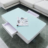 White High Gloss Glass Coffee Table Rectangular Living Room Modern Storage MDF