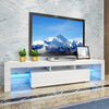 200CM Width White TV Stand Matt Cabinet Unit Modern High Gloss Door LED Light