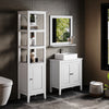 150cm White Tall Bathroom Cabinet Slim Storage Cabinet w/Single Door & 3 Shelves
