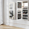 Hanging Jewelry Cabinet Wall Door Mounted Jewelry Cabinet w/Mirror-White