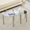 Nest of 3 Black Clear Tempered Glass Side End Lamp Sofa Tables Nested Tables