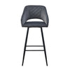 2 Pcs Velvet Bar Stools Upholstered Padded Seat Kitchen Bar Chair Modern Grey