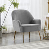 Nordic Lounge Chair Accent Armchair Grey Velvet Upholstered Single Fireside Sofa