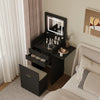 Modern Dressing Vanity Table Set with LED Mirror Stool Side Panel 2 Drawers