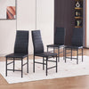 4x Black Faux Leather Dining Chairs & Round Clear Glass Dining Table Silver Legs