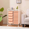 15 Drawers Storage Trolley Mobile Rolling Utility Cart-Peach pink