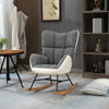 Nursery Rocking Chair w/ Steel and Wood Legs for Living Room Grey and
