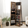 Floor Jewelry Cabinet Armoire Lockable Standing Jewelry Organizer w/Mirror
