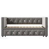 Daybed Velvet Sofabed 3ft Single Sofa Bed With Pull Out Trundle Guest Bed Grey