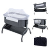 Baby Bassinet Bedside Sleeper with Lockable Wheel & Storage Basket-Grey