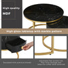 Round Nesting Coffee Table Stacking Side Tables Set with Storage Drawer Black