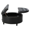 Round Storage Ottoman Stool Seat Upholstered Coffee Table for Living Bedroom