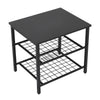 Sofa End Coffee Table Industrial Round Side Table w/ Metal Frame for Living Room