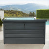 4Ft Large Outdoor Storage Box Garden Patio Steel Chest w/ Lid Lockable Container