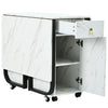 Folding Dining Table, Rolling Kitchen Table with Storage Cupboard and Drawers