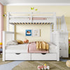 Triple Bunk Bed Three Sleeper Solid Pine Wood Bed Frame Children Single Double