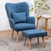 Occasional Scalloped Button High Back Fabric Armchair Sofa Chair Footrest Stool