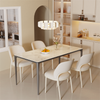 Contemporary Rectangular Dining Table 160cm Marble Top with Tempered Glass Board