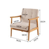Nordic Solid Wooden Armchair Button Cushion Chair Lounge Single Sofa Fabric Seat