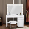 Modern Dressing Table with LED Lights Mirror Stool Drawers Vanity Makeup Desk