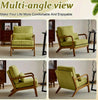 Mid Century Wooden Armchair with Green Corduroy Cushions – Retro Lounge Chair