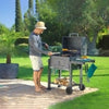 Outdoor BBQ Smoker Charcoal Barbecue Grill Portable Garden Warming Rack w/ Wheel