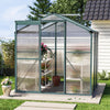 Walk-In Greenhouse 6x6ft Polycarbonate With Base Aluminium Frame Sliding Door